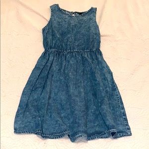 Crushed denim jean dress